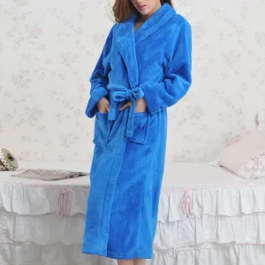 peignoir polaire femme bleu