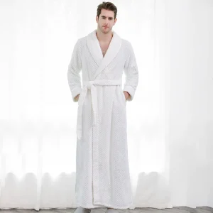 peignoir de bain homme flanelle en blanc