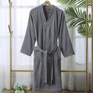 peignoir en coton homme en gris