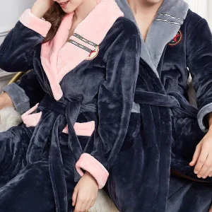 peignoir couple en velours pastel