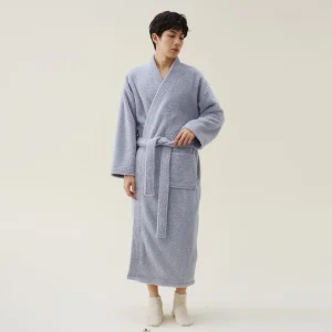 peignoir en polaire homme en gris