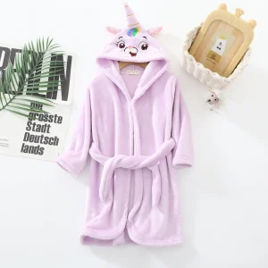peignoir enfant à capuche violet unisexe