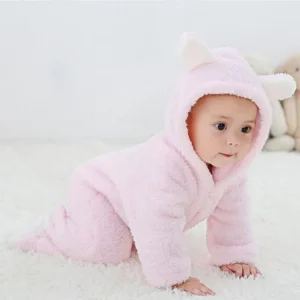 peignoir bébé unisexe en coton en rose fille