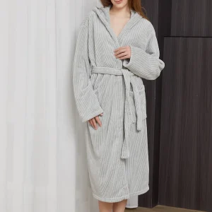 peignoir de qualité en polaire grande taille en gris