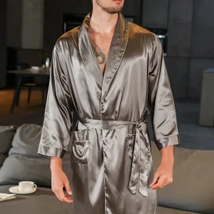 peignoir élégant pour homme gris metalisé